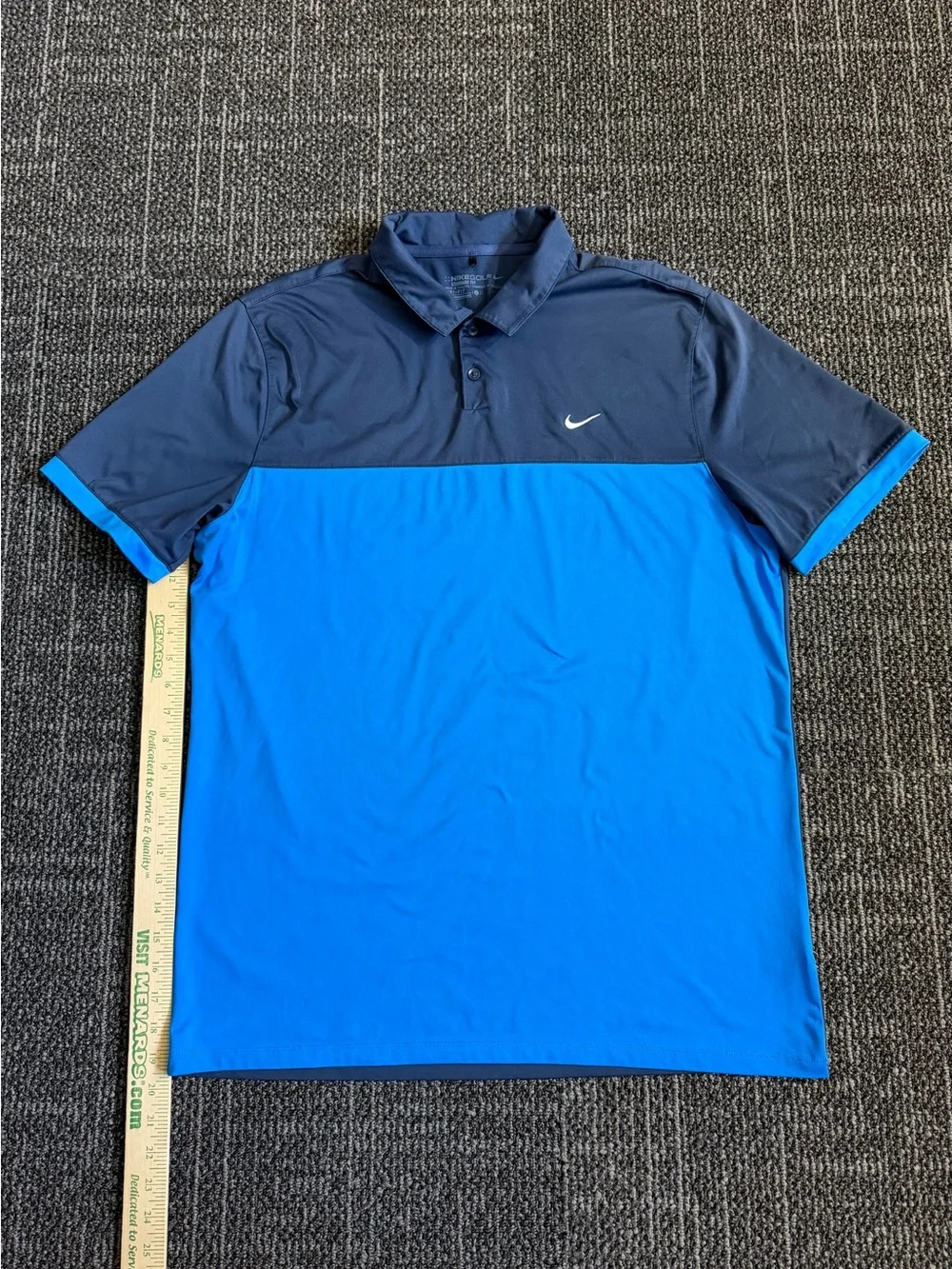 Nike Swoosh Golf Dri-Fit Standard Polo Men's L Icon Color Block Blue/Navy